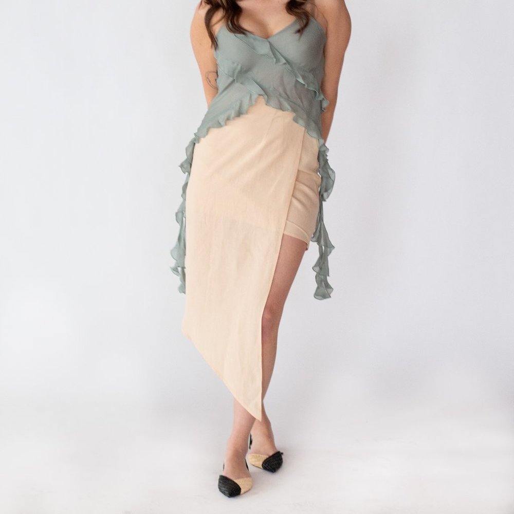 Asymmetrical Linen Wrap skirt